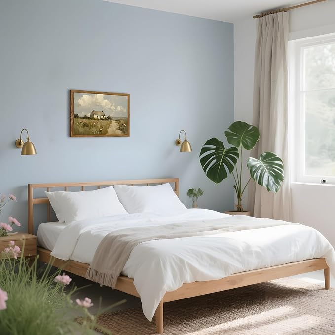 Vintage Farmhouse Wall Art, Country Cottage Wall Decor Paintings, Framed 3D Textured Hand Drawn Sandstone Natural Countryside Landscape Artwork for Bedroom Living Room 12x16 inch Wood Frame