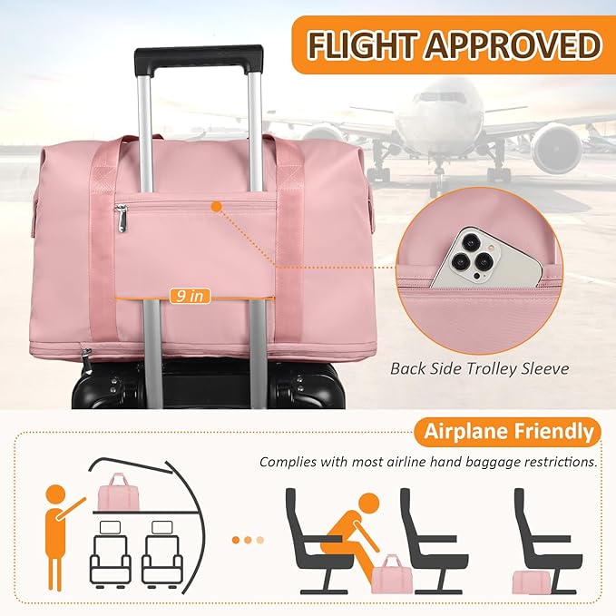 Expandable Travel Duffle Bags Weekender Overnight Bags for Women Men Hospital Bag for Women Labor Delivery with Toiletry Bag Waterproof