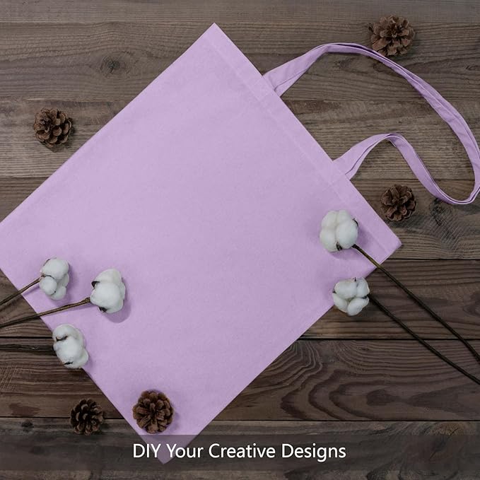 TOPDesign 12-Pack Economical 16"x15" Lavender Cotton Tote Bags, Lightweight Medium Reusable Grocery Shopping Cloth Bags, Suitable for DIY, Advertising, Promotion, Gift, Activity