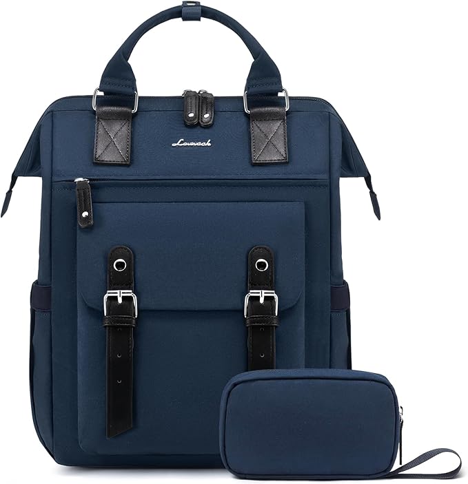 LOVEVOOK Laptop Backpack for Women Work Travel Commuter Backpack Business Computer Bag Doctor Nurse Bags College Backpack Purse, 17 Inch, Blue-black