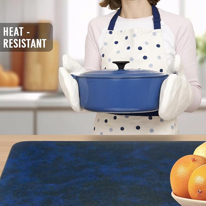 UnivoColors Washed Cowhide Pattern Faux Leather Big Size Placemats Set of 4, Waterproof Easy to Clean Anti-Slip PU Table Mats for Party Decoration19.7″×13.6″,Camel Retro Cowhide Pattern