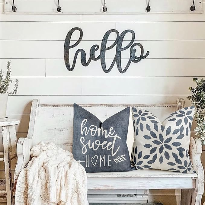 YCOLL Pillow Covers 20x20 Set of 4, Modern Sofa Throw Pillow Cover, Decorative Outdoor Linen Fabric Pillow Case for Couch Bed Car, Rustic Gray