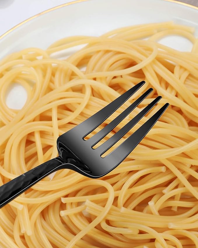 Hammered Black Silverware Set,30 Piece Stainless Steel Flatware Set for 6,Modern Cutlery Set,Includes Spoon Fork Knives Set,Home Kitchen and Restaurant,Dishwasher Safe