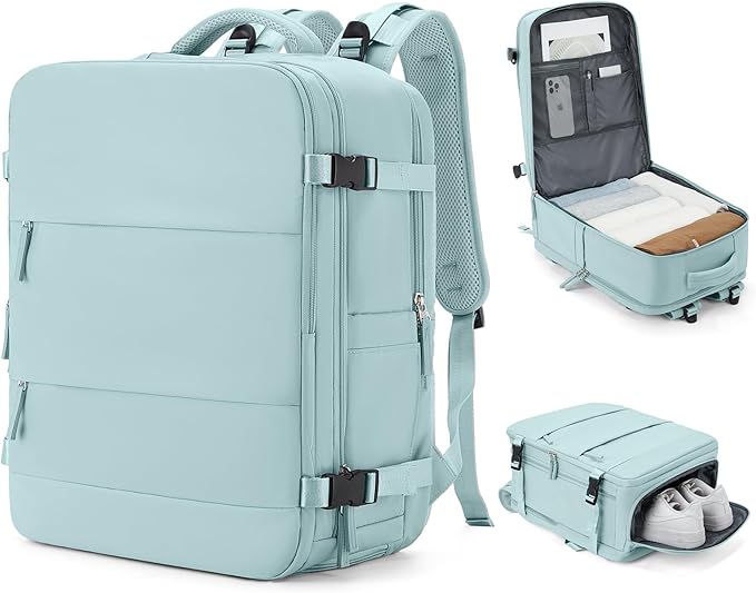 coowoz Large Travel Backpack Carry On for Women Man Gym Backpacks with Laptop Compartment Mochila de Viaje Teacher Personal Item Backpack Rucksack Airplane Accessories Must Haves Blue