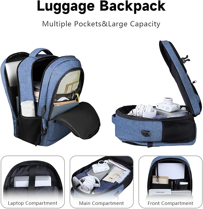 Lapsouno Travel Laptop Backpack, Travel Backpack, TSA Laptop Backpack, 15.6 inch Bag with USB Port, TSA Friendly Water Resistant College School Business Computer Bag Backpack Men Women, Blue