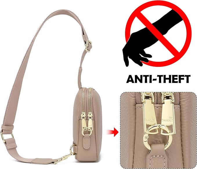 INICAT Travel Small Sling Bag Leather Crossbody Bags for Women Fanny Packs Cross Body Bag for Woman Cross Body Purses