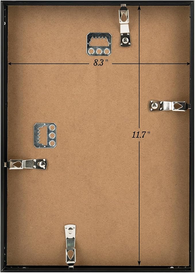 Golden State Art, A4 Aluminum Picture Frame, Black Metal Thin Poster Frames for 8.3x11.7 inch Photo, Acrylic Front, Wall Hook for Horizontal or Vertical Display, 3 Pack