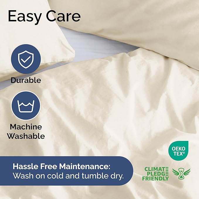 Duvet Cover Queen Size Set - Extra Soft Queen Size Duvet Cover 90 x 90 with 2 Pillow Shams - Hotel Luxury Easy Care and Fade Free w/Zipper Closures & Ties - Comfy Breathable Bedding Set (Off White)