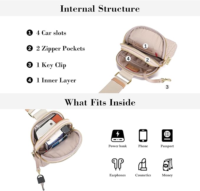 INICAT Travel Small Sling Bag Leather Crossbody Bags for Women Fanny Packs Cross Body Bag for Woman Cross Body Purses
