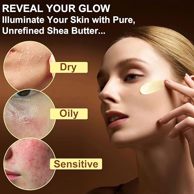 Shea Butter Raw Organic,Pure Shea Butter Unrefined for Skin and Hair Moisturizing - 100% Natural Vitamin A, E & F