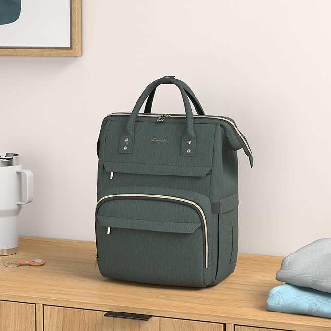 LOVEVOOK Laptop Backpack for Women,15.6 Inch Professional Womens Travel Backpack Purse Computer Laptop Bag Nurse Teacher Backpack,Waterproof Work Bags Carry on Back Pack with USB Port,Dark Green