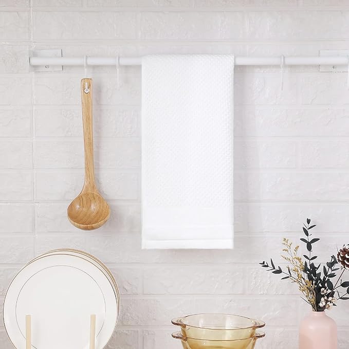 Homaxy 100% Cotton Waffle Weave Kitchen Towels, 13 x 28 Inches Super Absorbent and Machine Washable Dish Towels for Drying Dishes, 4-Packs, White