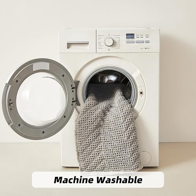 Boho Bath Mat BathDecor Rugs,Upgraded Waffle Bath Mat,Super Absorbent Non Slip Bath Carpet,Machine Washable Bath Rugs, Quick Dry Shower Mats, Ultra Soft,Gray,24" x 36"