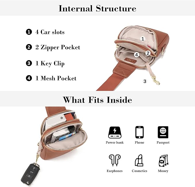 INICAT Travel Small Sling Bag Leather Crossbody Bags for Women Fanny Packs Cross Body Bag for Woman Cross Body Purses