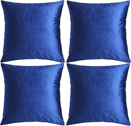 GIGIZAZA Decorative Throw Pillow Covers 16 x 16, Navy Blue Soft Pillow Covers Velvet,Set of 4 Decor Square Cushion Covers