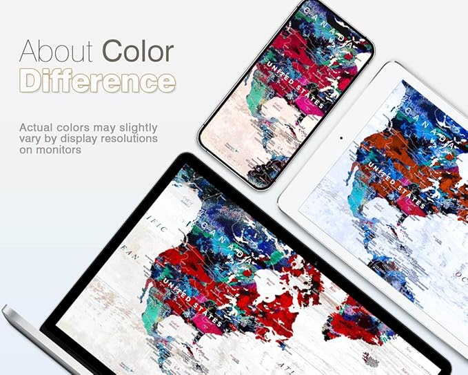 Wall Art for Office Pictures for Living Room Wall Decorations Bedroom Wall Decor for Women Girl Large Map of the World Canvas Art Wall Decor Classroom Decor