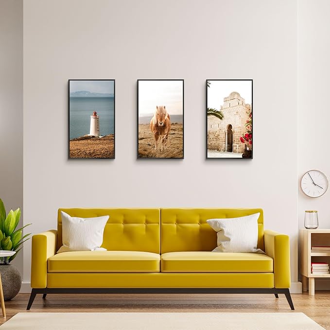 Golden State Art, A1 Aluminum Picture Frame, Black Metal Thin Poster Frames for 23.4x33.1 inch Photo, Acrylic Front, Wall Hook for Horizontal or Vertical Display, 3 Pack