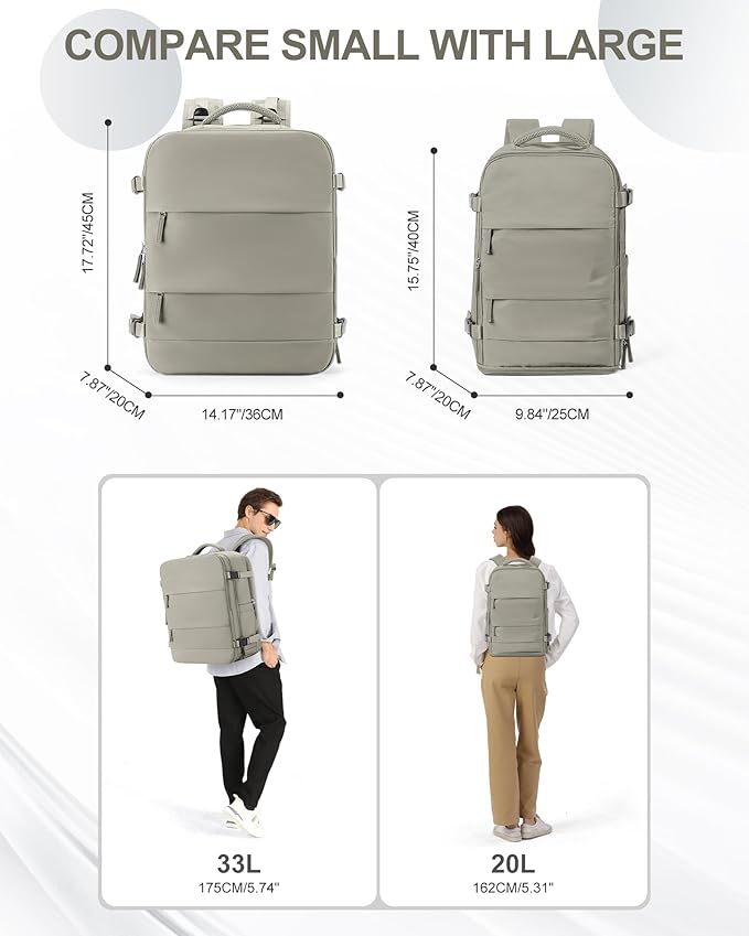 coowoz Large Travel Backpack Carry On for Women Man Waterproof Gym Backpacks with Laptop Compartment Mochila de Viaje Teacher Personal Item Backpack Rucksack Airplane Accessories Must Haves(Brown)