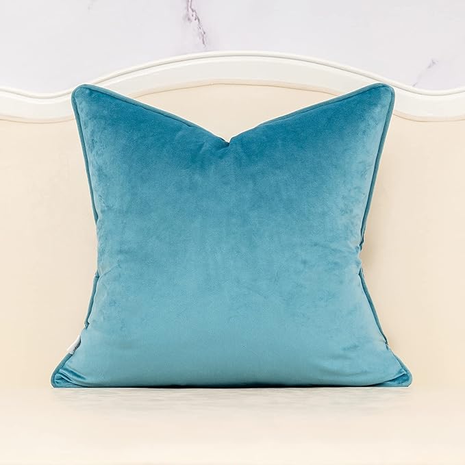 Alerfa 20 x 20 Inch Light Blue Square Maple Leaf Pillow Embroidery Cut Velvet Cushion Case Luxury Modern Lumbar Throw Pillow Cover Decorative Pillow for Couch Sofa Living Room Bedroom Car