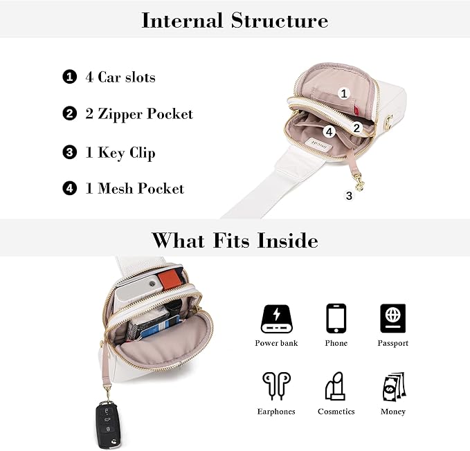 INICAT Travel Small Sling Bag Leather Crossbody Bags for Women Fanny Packs Cross Body Bag for Woman Cross Body Purses