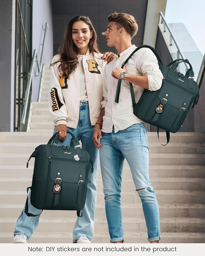 LOVEVOOK Laptop Backpack for Women Work Travel Backpack Purse, Nurse Bags Teacher Doctor Commuter Business Computer Bag, College Backpack Stylish Daypack, 17 Inch, Dark green-dark green