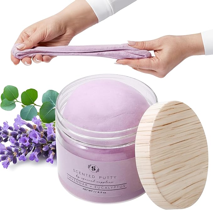 Special Supplies Scented Therapy Putty Dough - Infused with Pure Essential Oils for Aromatherapy and Meditation- Relaxation Gifts for Kids and Adults - Non-Stick (Lavender & Eucalyptus (4.5 oz))