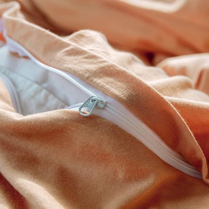 AMWAN Peach Pink Color Duvet Cover King Solid Orange Bedding Set 100% Jersey Knitted Cotton Comforter Cover Solid Color Duvet Cover Hotel Quality Luxury Bedding Set 1 Duvet Cover with 2 Pillowcases