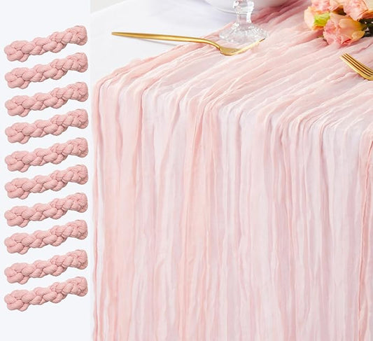 10 Pack Blush Pink Table Runners Gender Reveal Decorations 10Ft Cheese Cloth Table Runner Baby Bridal Shower for Girl Decorations Romantic Long Table Runners for Wedding Decoration