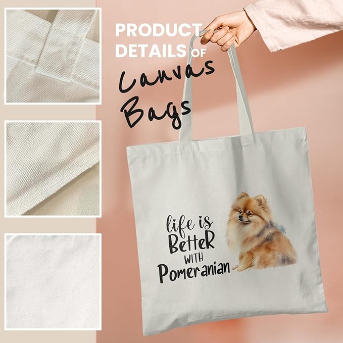 Dog Mom Canvas Tote Bags - Reusable Grocery Bags for Shopping, Funny Dog Lover Gifts for Women