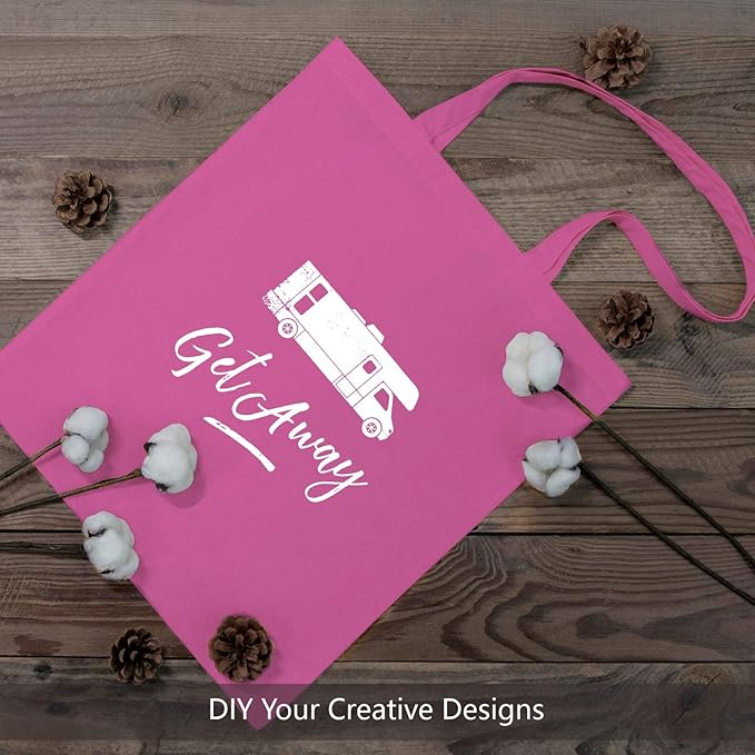 TOPDesign 24-Pack Economical 16"x15" Pink Cotton Tote Bag, Lightweight Medium Reusable Grocery Shopping Cloth Bags, Suitable for DIY, Advertising, Promotion, Gift, Activity