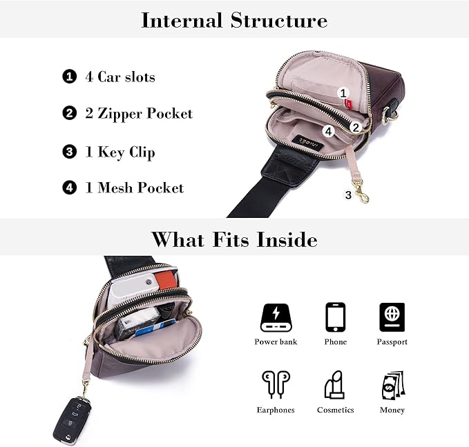 INICAT Travel Small Sling Bag Leather Crossbody Bags for Women Fanny Packs Cross Body Bag for Woman Cross Body Purses