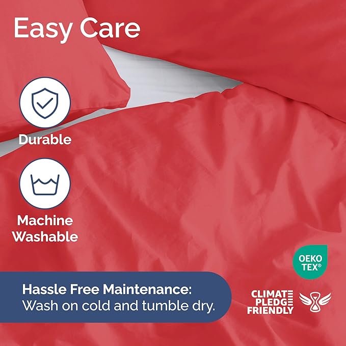 Duvet Cover Cal King Size Set - Extra Soft Cal King Size Duvet Cover 104 x 98 with 2 Pillow Shams - Hotel Luxury Easy Care and Fade Free w/Zipper Closures & Ties - Comfy Breathable Bedding Set (Red)