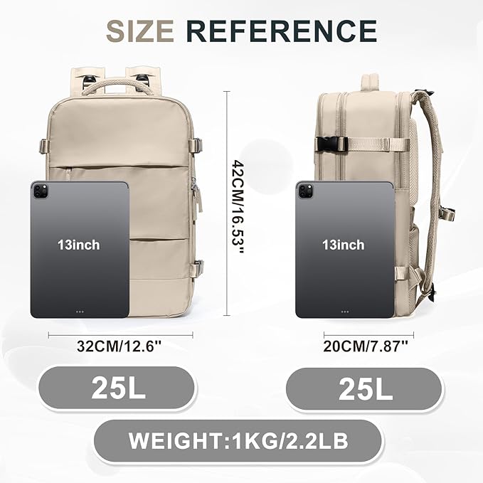 coowoz Travel Backpack For Women Men,Carry On Backpack,Hiking Backpack Waterproof Outdoor Sports Rucksack Casual Daypack travel essentials（Khaki）