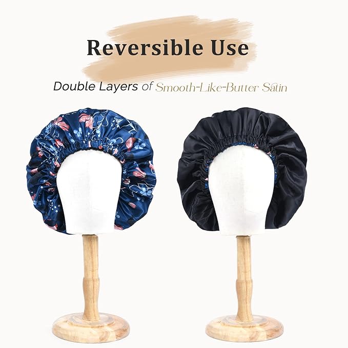 YANIBEST Adjustable Silk Bonnet Double Layer Satin Bonnet Hair Bonnet for Sleeping Bonnets for Women Hats Curly Natural Hair, Orchid