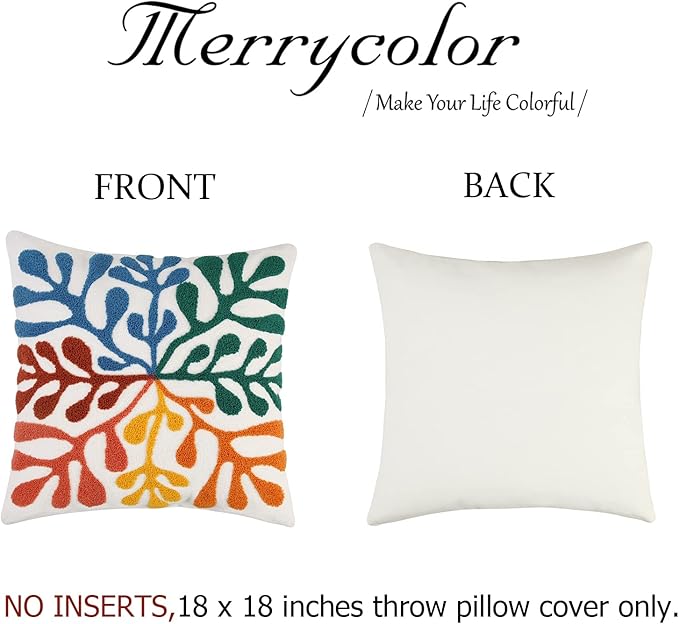 Merrycolor Boho Abstract Matisse Throw Pillow Covers 18x18 Soft Tufted Colorful Pillow Covers Mid Century Aesthetic Art Modern Boho Pillows Decorative Throw Pillow Case for Couch Living Room Bed