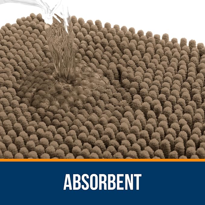 OLANLY Bathroom Rugs 36x24, Extra Soft Absorbent Chenille Bath Rugs, Rubber Backing Quick Dry, Machine Washable Bath Mats for Bathroom Floor, Tub and Shower, Home Decor Accessories, Tan