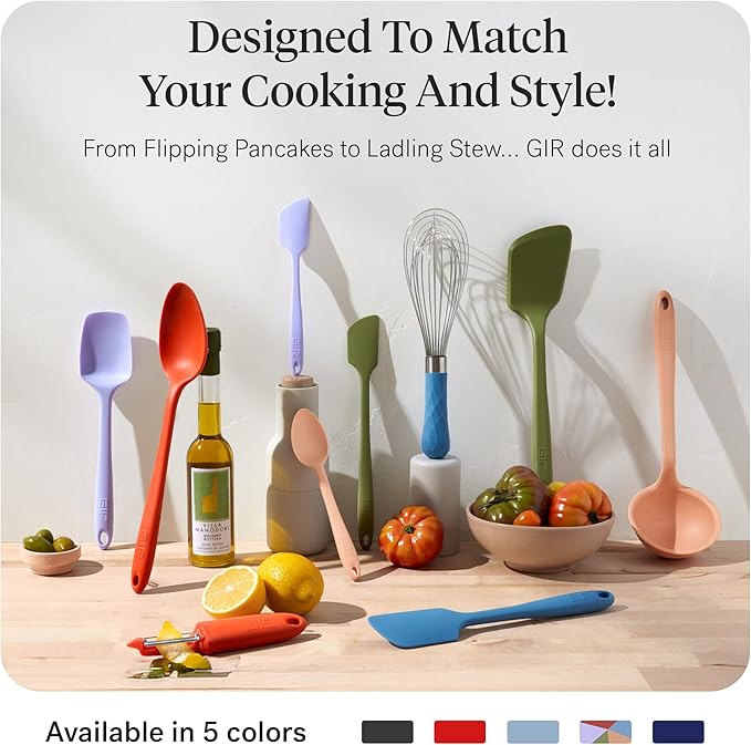 GIR: Get It Right 10-Piece Silicone Ultimate Kitchen Utensil Set – Spatulas, Ladle, Flip, Spoons, Whisk, Peeler & Spoonula – Nonstick, Non-Toxic, Heat-Resistant – Navy