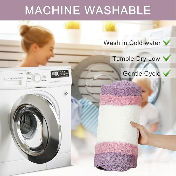 HAOCOO Luxury Soft Scalloped Runner Rug, 24x59 Inch Irregular Shape Non-Slip Bathmat, Microfiber Absorbent Washable Rugs for Bathroom Floor Bedside Sink Tub Shower