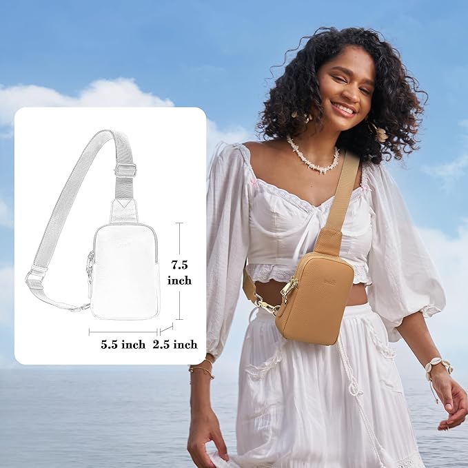 INICAT Travel Small Sling Bag Leather Crossbody Bags for Women Fanny Packs Cross Body Bag for Woman Cross Body Purses