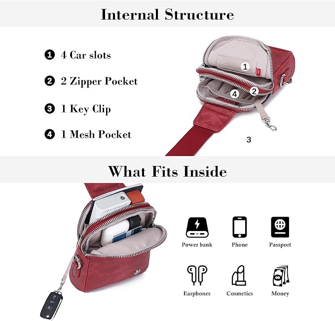 INICAT Travel Small Sling Bag Leather Crossbody Bags for Women Fanny Packs Cross Body Bag for Woman Cross Body Purses