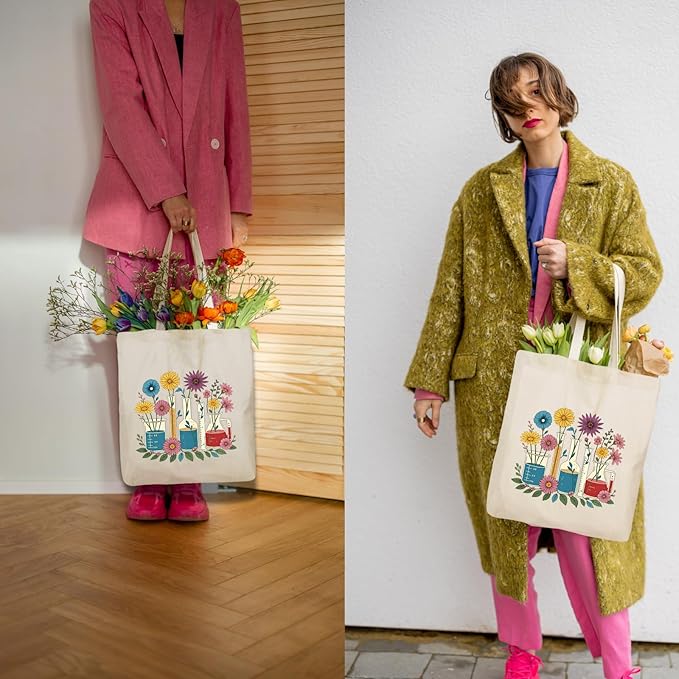 Tote Bag for Women, Canvas Tote Bag with Pockets,Canvas Shopping Bags,Reusable Grocery Bags