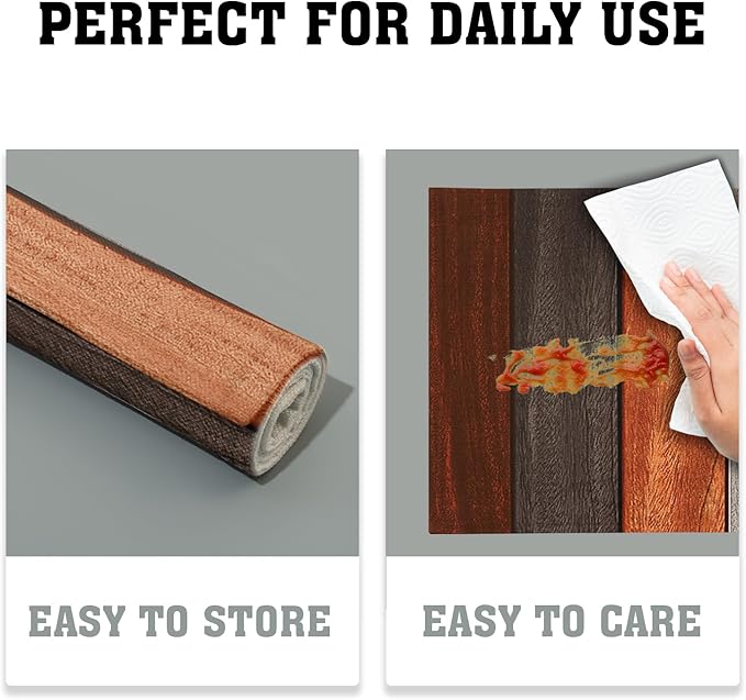 Giwawa Rustic Wood Placemats Set of 4- Fall Thanksgiving Orange Wooden Board Linen Place Mat 12x18 Inch- Farmhouse Country Style Washable Non-Slip Table Mats for Kitchen Dining Cabin Decor