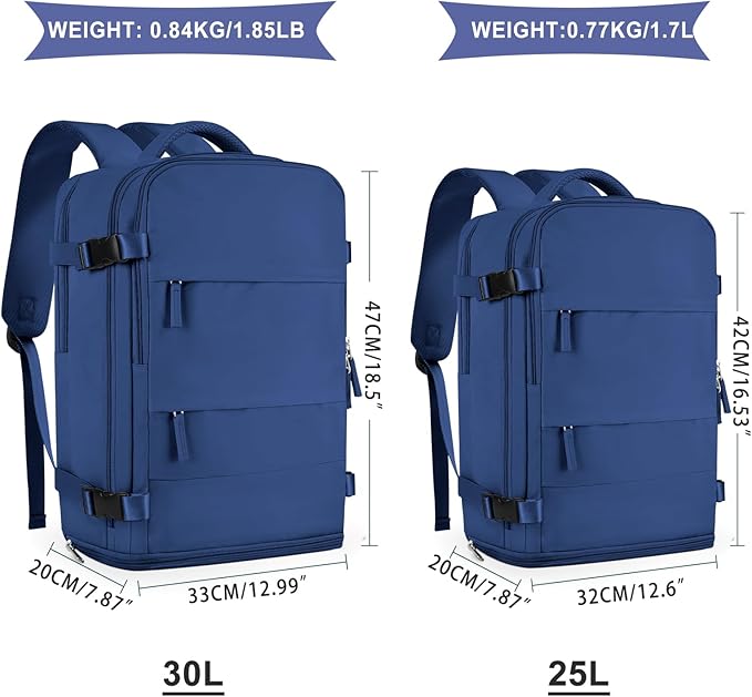 coowoz Large Travel Backpack For Women Men,Carry On Backpack Flight Approved,Hiking Backpacks Outdoor Rucksack Casual Daypack Travel Bag Essentials Personal Item Backpack (Royal Blue L)