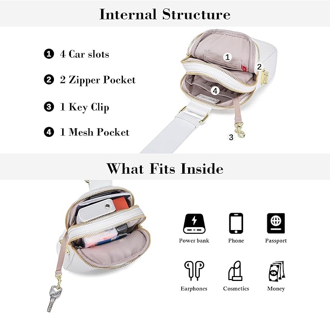 INICAT Travel Small Sling Bag Leather Crossbody Bags for Women Fanny Packs Cross Body Bag for Woman Cross Body Purses