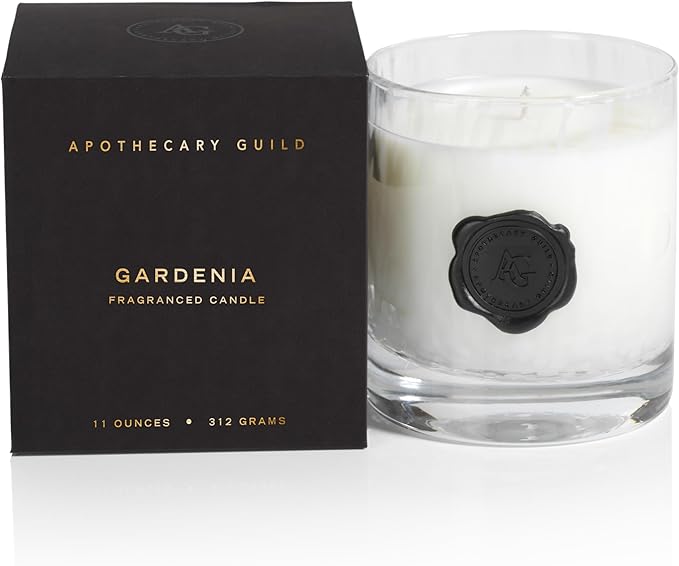 Zodax Apothecary Guild Opal Glass Jar Scented Candle for Home Decor - Single-Wick Candle Ideal for The Home - Gift Box Package Included - Gardenia - 11 Oz.
