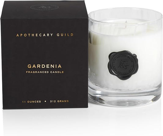 Zodax Apothecary Guild Opal Glass Jar Scented Candle for Home Decor - Single-Wick Candle Ideal for The Home - Gift Box Package Included - Gardenia - 11 Oz.