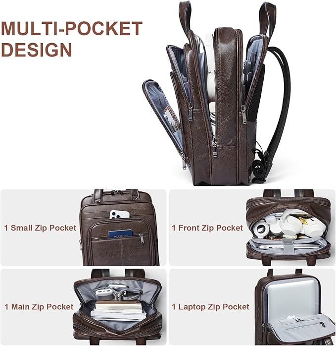 Shrrie 15.6" Laptop Backpack,Business Work Backpack Briefcase,Durable Computer Backpack for Office,Travel,College,Two-toned Coffee