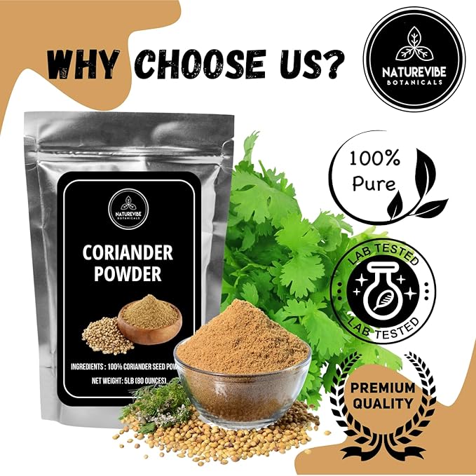 Naturevibe Botanicals Coriander Seed Powder - 5lbs - Coriandrum sativum | Raw, Gluten-Free & Non-GMO | Rich Amount of Minerals | Indian Spice (80 ounces)