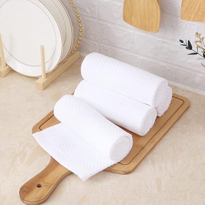 Homaxy 100% Cotton Waffle Weave Kitchen Towels, 13 x 28 Inches Super Absorbent and Machine Washable Dish Towels for Drying Dishes, 4-Packs, Mix Color