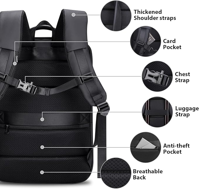 HOMIEE Business Smart Backpack Waterproof 15.6 Inch Laptop Backpack with USB Charging Port, Flight Approved Durable Commute College Backpack Carry on Bag for Men